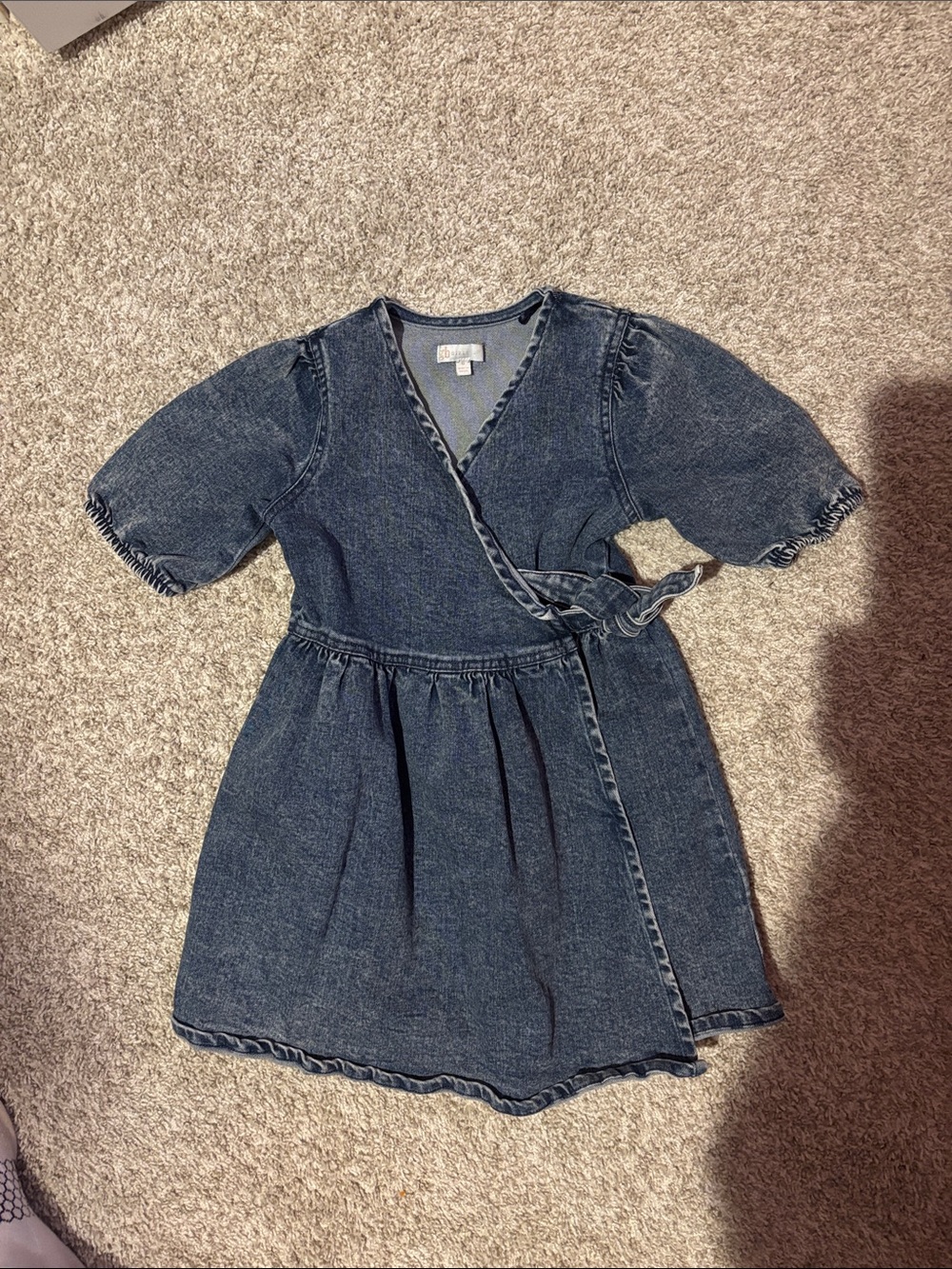 GB girls Dark Blue Denim Wrap-Style Dress